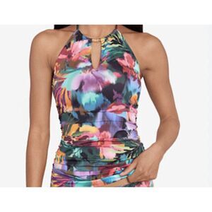 Ralph Lauren Black Label 2Pc High Neck Halterkini Swimsuit Floral Size 6 NWOT‎